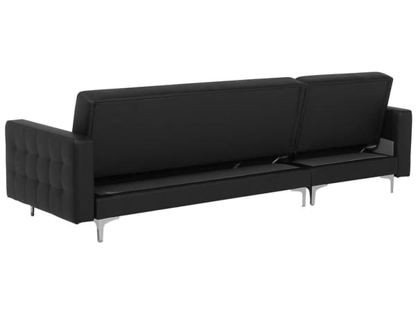 Kulmavuodesohva musta 267 x 168 x 83 cm keinonahkaverhoilu metalli puu neljälle oikea rahi