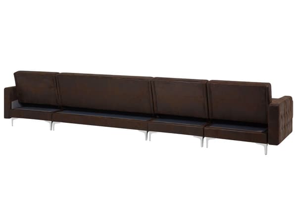 U-kulmavuodesohva ruskea 428 x 168 x 83 cm keinonahkaverhoilu metalli puu kuudelle rahi