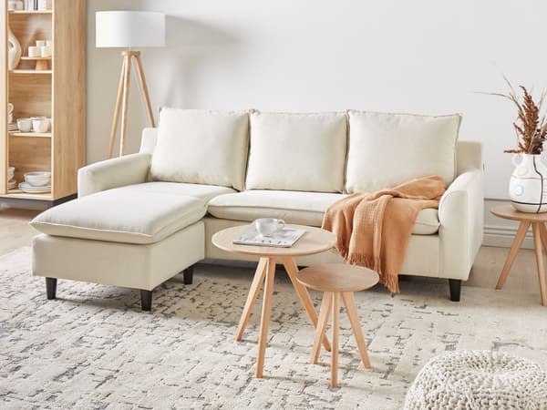 4-istuttava kulmasohva kangas käännettävä beige ELVENES