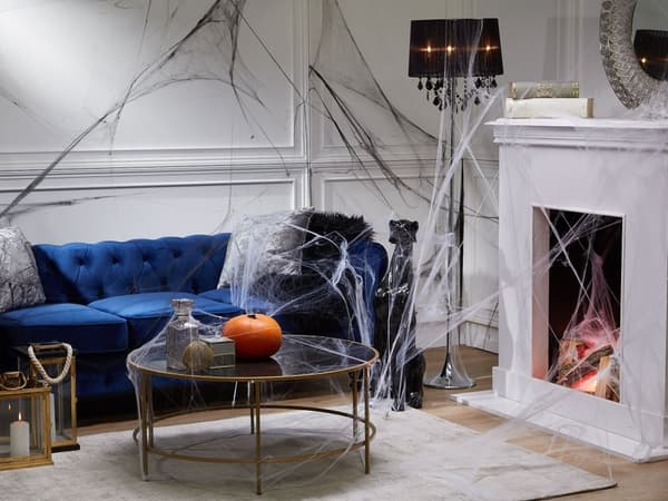 Chesterfield Soffa Blå Sammet Tyg Klädsel Svarta Ben 3-sits Modern