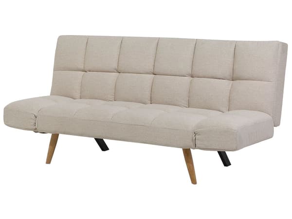 Bäddsoffa Beige Stoppad 3-sits Tillbakalutande Ryggstöd Stickad