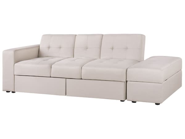 Sektionsbäddsoffa Beige Förvaring Utdragsbara Lådor Klick Klack