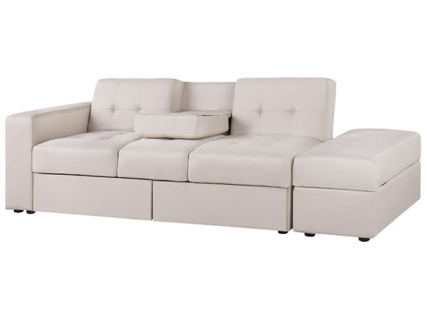Sektionsbäddsoffa Beige Förvaring Utdragsbara Lådor Klick Klack