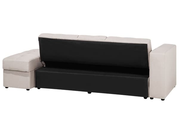 Sektionsbäddsoffa Beige Förvaring Utdragsbara Lådor Klick Klack