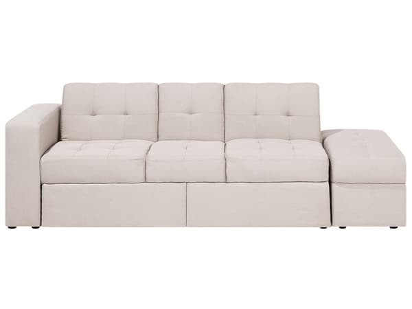 Sektionsbäddsoffa Beige Förvaring Utdragsbara Lådor Klick Klack