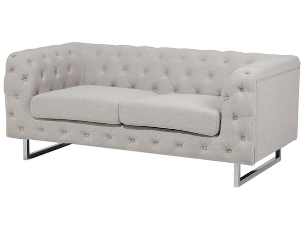 Sohva vaalea beige 172 x 71 x 87 cm kangas rosteri puu kahdelle nappikoristelu moderni