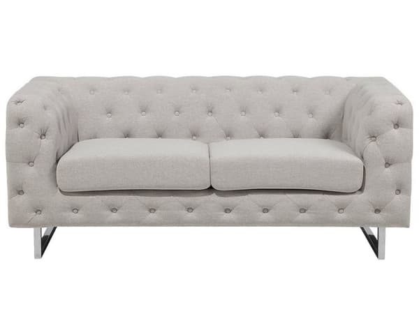 Sohva vaalea beige 172 x 71 x 87 cm kangas rosteri puu kahdelle nappikoristelu moderni