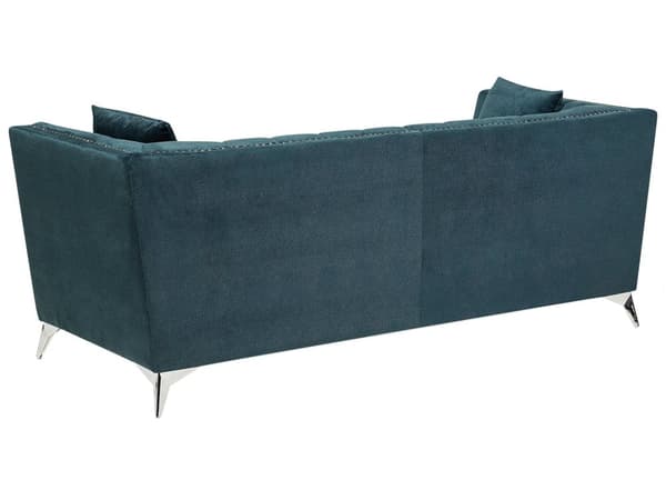 Sohva sinivihreä 211 x 77 x 80 cm sametti metalli puu kolmelle verhoilunaula glamour