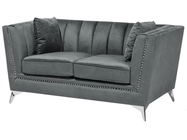 Sohva harmaa 160 x 77 x 80 cm sametti metalli puu kahdelle verhoilunaula glamour