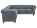 Pikkukuva 6 / 11: Kulmasohva vaaleanharmaa 280 x 77 x 85 cm kangasverhoilu kuudelle vasenkätinen chesterfield