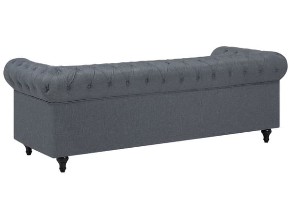 Kulmasohva vaaleanharmaa 280 x 77 x 85 cm kangasverhoilu kuudelle oikeakätinen chesterfield