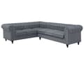 Pikkukuva 1 / 11: Kulmasohva vaaleanharmaa 280 x 77 x 85 cm kangasverhoilu kuudelle oikeakätinen chesterfield