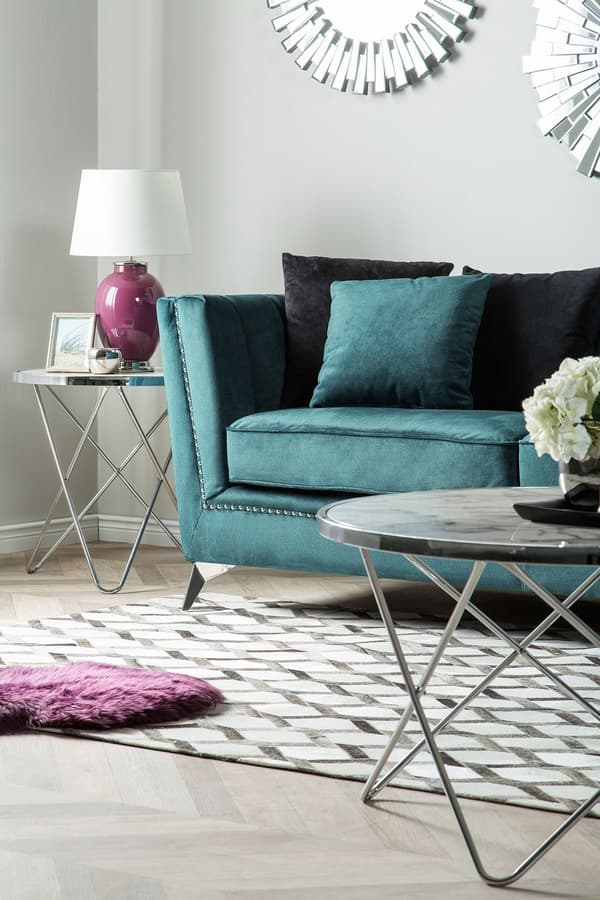 Sohva sinivihreä 160 x 77 x 80 cm sametti metalli puu kahdelle verhoilunaula glamour