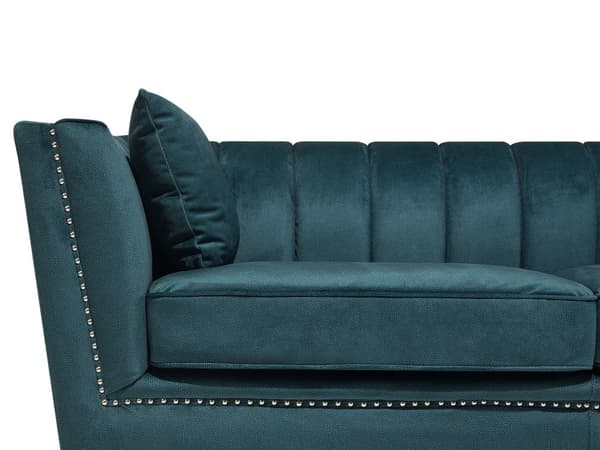Sohva sinivihreä 160 x 77 x 80 cm sametti metalli puu kahdelle verhoilunaula glamour
