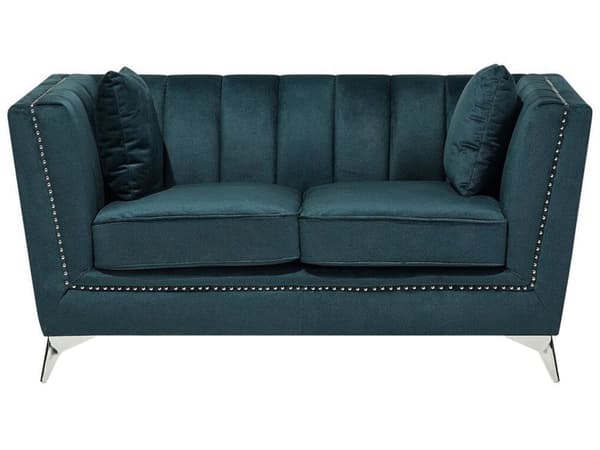Sohva sinivihreä 160 x 77 x 80 cm sametti metalli puu kahdelle verhoilunaula glamour