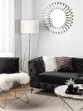 Pikkukuva 4 / 11: Sohva musta 224 x 70 x 85 cm sametti metalli puu kolmelle nappikoristelu glamour