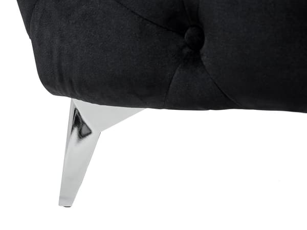 Sohva musta 224 x 70 x 85 cm sametti metalli puu kolmelle nappikoristelu glamour