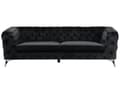 Pikkukuva 1 / 11: Sohva musta 224 x 70 x 85 cm sametti metalli puu kolmelle nappikoristelu glamour