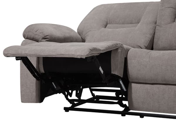 Sohva ruskeanharmaa 204 x 101 x 73 cm polyesteri teräs kolmelle säädettävä jalkatuki
