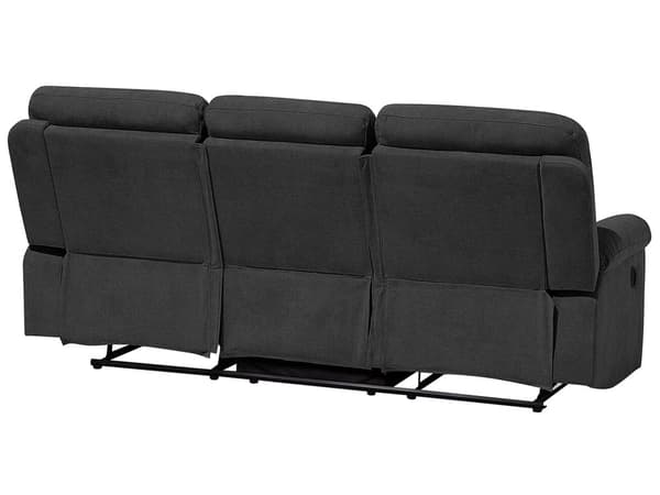 Sohva tummanharmaa 204 x 101 x 73 cm polyesteri teräs kolmelle säädettävä jalkatuki