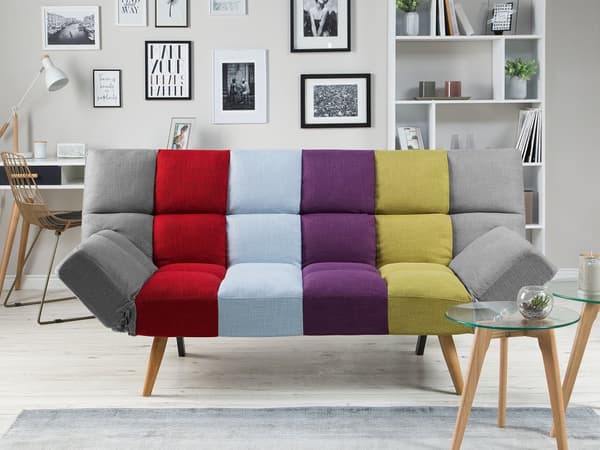 Vuodesohva monivärinen kolmelle kangas metallijalat tikattu säädettävä moderni retro