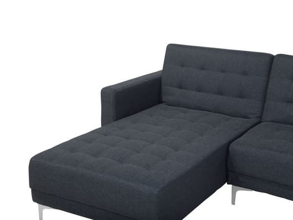 Kulmavuodesohva tummanharmaa 267 x 168 x 83 cm kangasverhoilu metalli puu neljälle oikea rahi