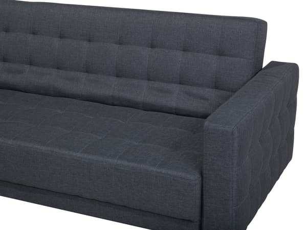 Kulmavuodesohva tummanharmaa 267 x 168 x 83 cm kangasverhoilu metalli puu neljälle oikea rahi