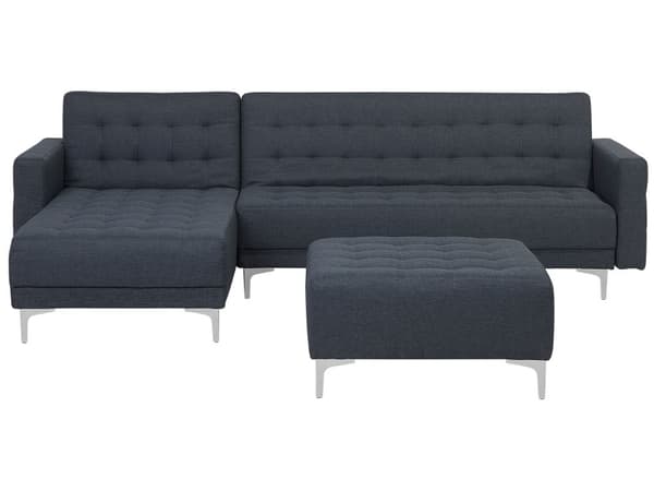 Kulmavuodesohva tummanharmaa 267 x 168 x 83 cm kangasverhoilu metalli puu neljälle oikea rahi