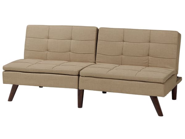 Sovesofa Lysebrun Mørkt Træ 3 Personers Klassisk Retro Sofa med Sovefunktion Quiltet Ryg Polstring Sofaseng Design Skibsbriks Skrå Ben