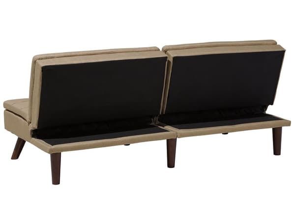Sovesofa Lysebrun Mørkt Træ 3 Personers Klassisk Retro Sofa med Sovefunktion Quiltet Ryg Polstring Sofaseng Design Skibsbriks Skrå Ben