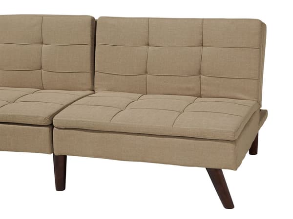 Sovesofa Lysebrun Mørkt Træ 3 Personers Klassisk Retro Sofa med Sovefunktion Quiltet Ryg Polstring Sofaseng Design Skibsbriks Skrå Ben