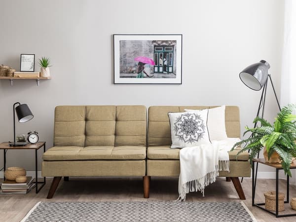 Sovesofa Lysebrun Mørkt Træ 3 Personers Klassisk Retro Sofa med Sovefunktion Quiltet Ryg Polstring Sofaseng Design Skibsbriks Skrå Ben