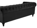 Miniatyrbillede 8 af 11: Chesterfield Sofa Sort Velour Stof med Sorte Træben 3 Personers Bredt Tyk Polstret Knap Tuftet Venetiansk Barok stil Stue Moderne Dekoration