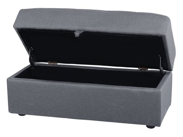 Sovesofa Mørkegrå Polyester 3 Personers Hjørnesofa Opbevaring Skuffer Kopholder Ottoman Fodskammel Quiltet Tuftet Moderne Multifunktionel Design