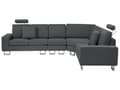 Miniatyrbillede 4 af 11: Hjørnesofa mørkegrå modulær 6 personers moderne quiltet sofa til stue med chaiselong og skammel venstre side