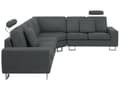 Miniatyrbillede 5 af 11: Hjørnesofa mørkegrå modulær 6 personers moderne quiltet sofa til stue med chaiselong og skammel venstre side