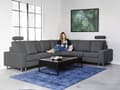 Miniatyrbillede 2 af 11: Hjørnesofa mørkegrå modulær 6 personers moderne quiltet sofa til stue med chaiselong og skammel venstre side