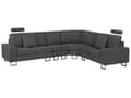 Miniatyrbillede 1 af 11: Hjørnesofa mørkegrå modulær 6 personers moderne quiltet sofa til stue med chaiselong og skammel venstre side
