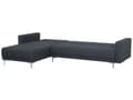 Miniatyrbillede 6 af 11: Hjørnesofa Chaiselong mørkegrå Polyester med Skumfyld og Sølv Krom Metalben 4 personers L-formet Moderne Ottoman Tuftet modul Sovefunktion