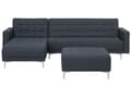 Miniatyrbillede 1 af 11: Hjørnesofa Chaiselong mørkegrå Polyester med Skumfyld og Sølv Krom Metalben 4 personers L-formet Moderne Ottoman Tuftet modul Sovefunktion