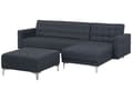Miniatyrbillede 5 af 11: Hjørnesofa Chaiselong mørkegrå Polyester med Skumfyld og Sølv Krom Metalben 4 personers L-formet Moderne Ottoman Tuftet modul Sovefunktion