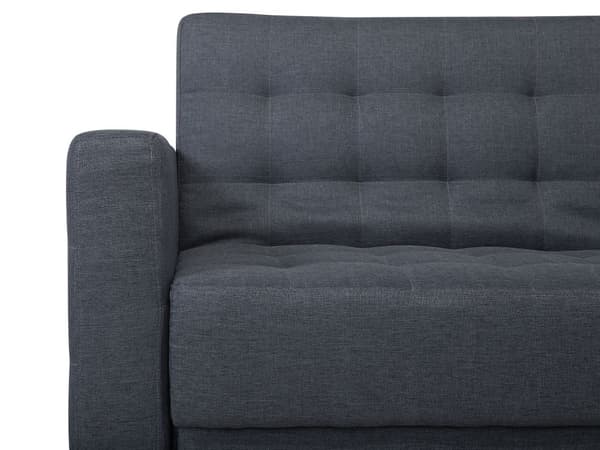 Hjørnesofa Chaiselong mørkegrå Polyester med Skumfyld og Sølv Krom Metalben 4 personers L-formet Moderne Ottoman Tuftet modul Sovefunktion