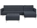 Miniatyrbillede 1 af 11: Hjørnesofa Chaiselong mørkegrå Polyester med Skumfyld og Sølv Krom Metalben 4 personers L-formet Moderne Ottoman Tuftet modul Sovefunktion