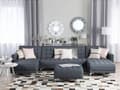 Miniatyrbillede 2 af 11: Sofa Chaiselong Mørkegrå Polyester med Skumfyld og Sølv Krom Metalben 5 personers U-formet Moderne Fodstøtte modul Klik Klak Sovefunktion