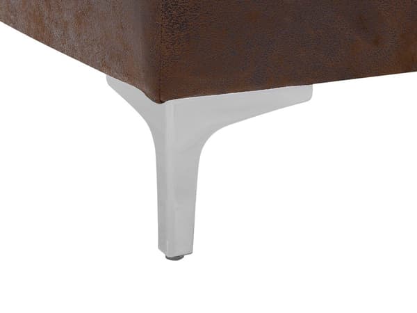 Sofa Chaiselong Brun Kunstlæder med Skumfyld og Sølv Krom Metalben 6 personers Moderne U-formet modul Klik Klak Sovefunktion Stueindretning