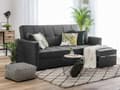 Miniatyrbillede 4 af 11: Sovesofa Mørkegrå Polyester 3 Personers Udtræksseng på Hjul Sovefunktion Quiltet Ryglæn Moderne Sofaseng Stue Indretning Klassisk Tilbehør