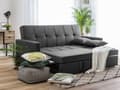 Miniatyrbillede 5 af 11: Sovesofa Mørkegrå Polyester 3 Personers Udtræksseng på Hjul Sovefunktion Quiltet Ryglæn Moderne Sofaseng Stue Indretning Klassisk Tilbehør