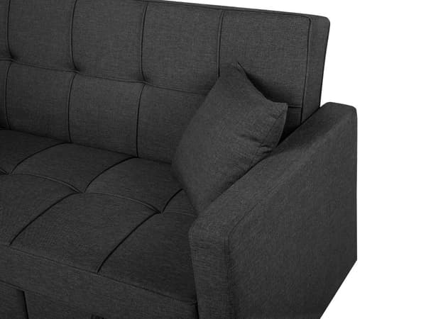 Sovesofa Mørkegrå Polyester 3 Personers Udtræksseng på Hjul Sovefunktion Quiltet Ryglæn Moderne Sofaseng Stue Indretning Klassisk Tilbehør