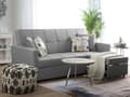 Miniatyrbillede 4 af 11: Sovesofa Grå Polyester 3 Personers Udtræksseng på Hjul Sovefunktion Quiltet Ryglæn Moderne Sofaseng Stue Indretning Klassisk Multifunktionel
