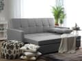 Miniatyrbillede 5 af 11: Sovesofa Grå Polyester 3 Personers Udtræksseng på Hjul Sovefunktion Quiltet Ryglæn Moderne Sofaseng Stue Indretning Klassisk Multifunktionel